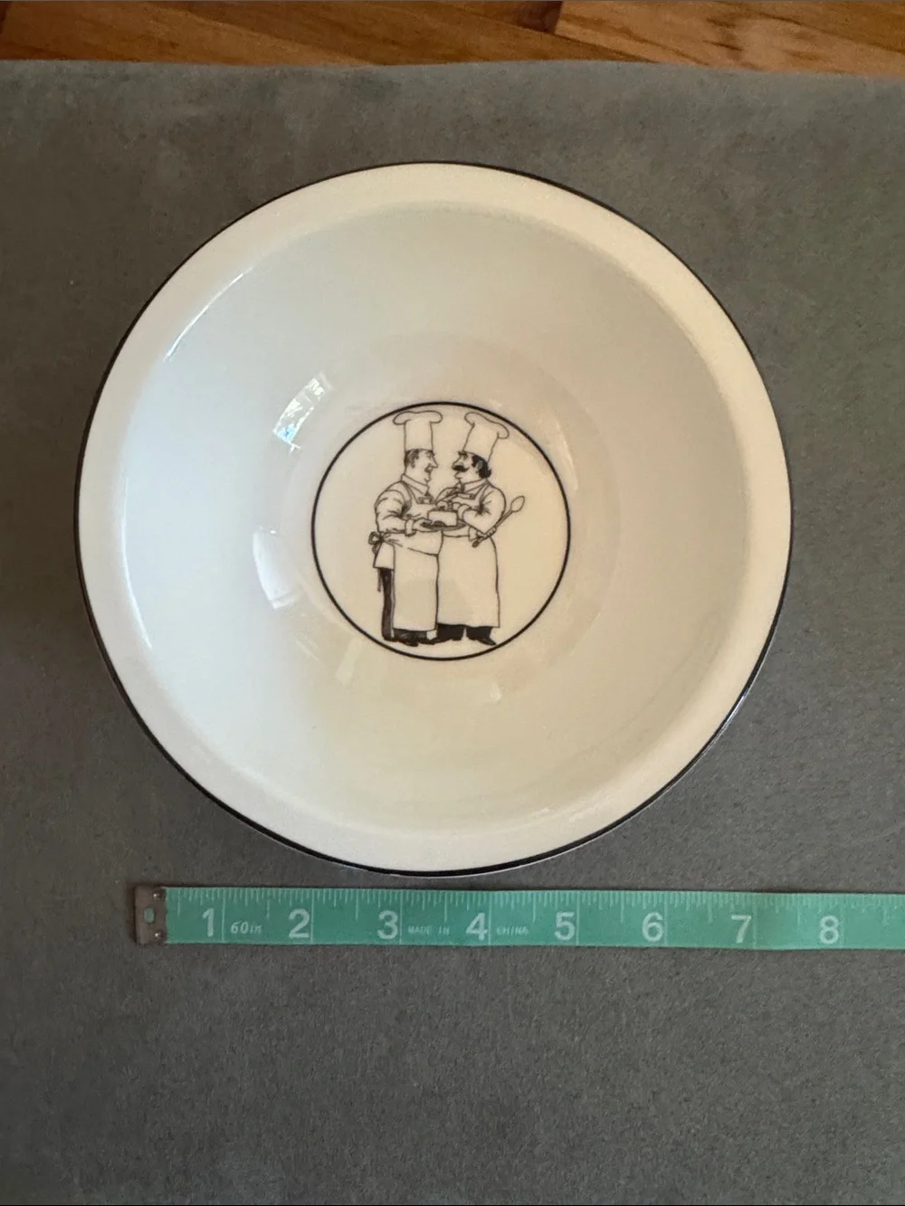 Vintage Epoch Chef Illustration White Ceramic Bowls - Set of 4, Le Restaurant
